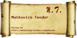 Matkovics Teodor névjegykártya